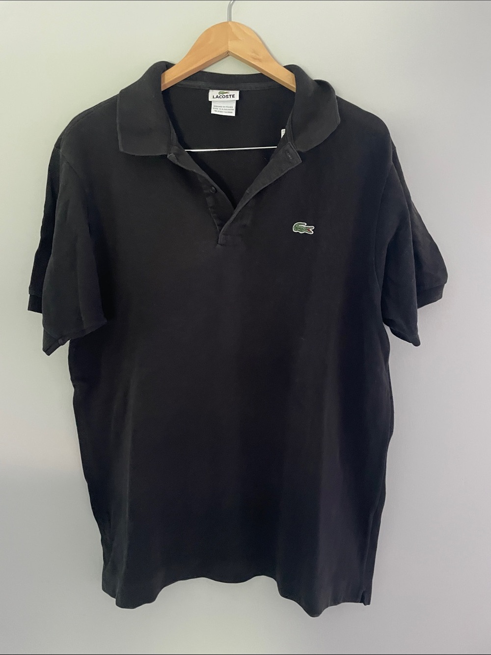 Lacoste Black Polo Shirt with Green Crocodile Logo